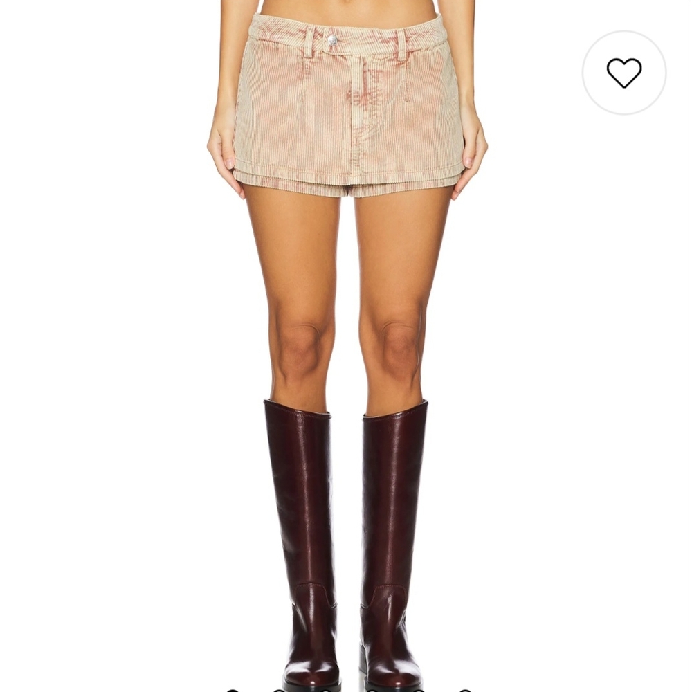 NWT Free People We The Free Gala-Vanting Low Rise Mini Skort In Chocolate Cream